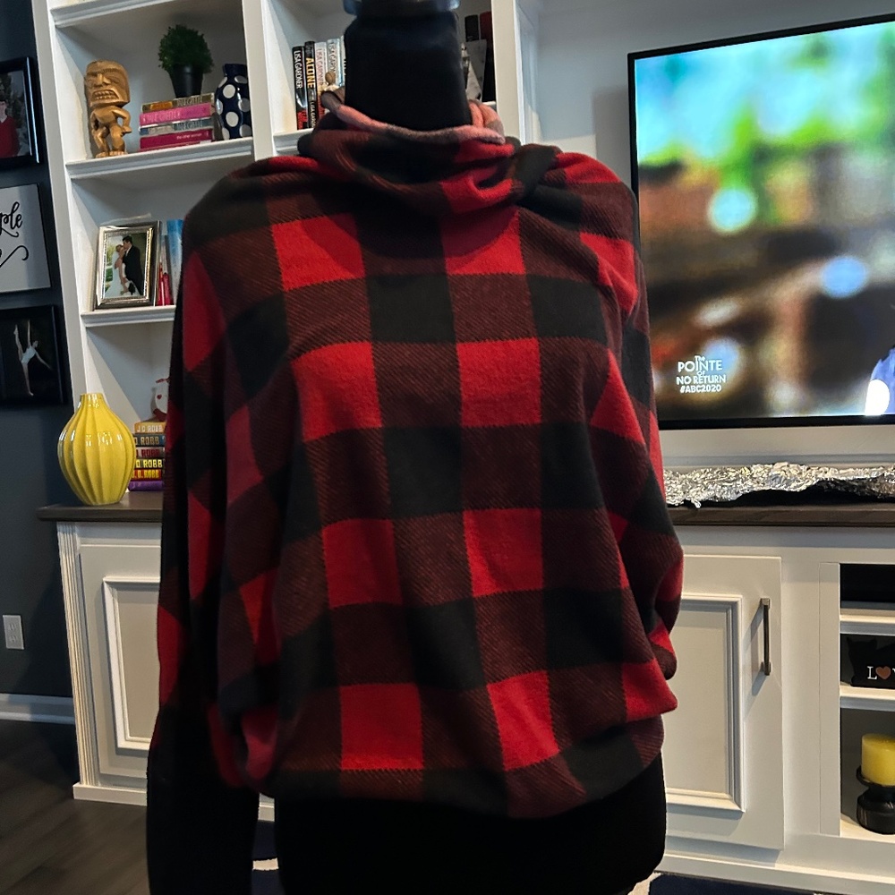 Red and black checked blouse